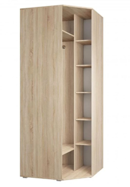 Шкаф ШУ Ривьера угловой фасад№2 дуб сонома/белый зеркал