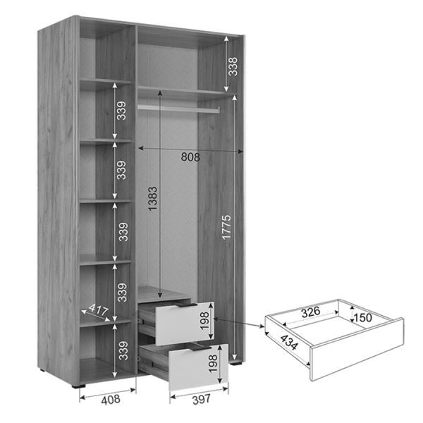 Шкаф 3-х дверный Адам Дуб крафт золотой/Графит Шкаф 3-х дверный Адам Дуб крафт золотой/Графит
