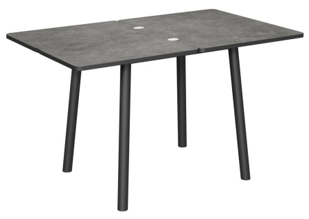 Стол  Дакар-1L New 80*65(+65) царга Чёрный/ ЛДСП серый камень+нога №15 черный Стол  Дакар-1L New 80*65(+65) царга Чёрный/ ЛДСП серый камень+нога №15 черный