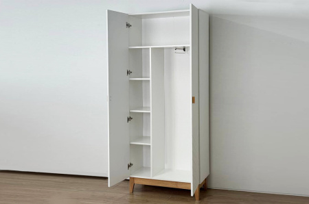 Шкаф двухдверный Хюгге белое дерево/дуб крафт золотой/белый матовый Шкаф двухдверный Хюгге белое дерево/дуб крафт золотой/белый матовый