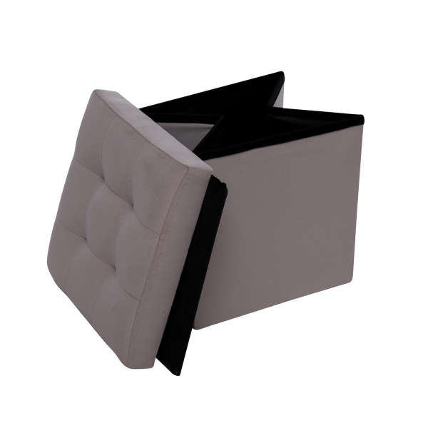 Пуф Leset Плуто складной с крышкой, велюр серый  VELUTTO 08 Пуф Leset Плуто складной с крышкой, велюр серый  VELUTTO 08