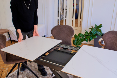 Стол Касабланка-1С PVC  WHITE MARBLE/черный Стол Касабланка-1С PVC  WHITE MARBLE/черный