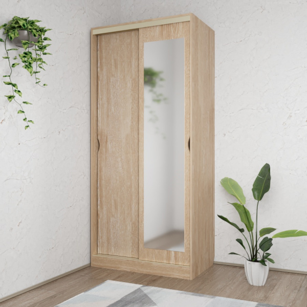 Шкаф-купе Клэр с зеркалом 1000х600х2200 Дуб Сонома Шкаф-купе Клэр с зеркалом 1000х600х2200 Дуб Сонома