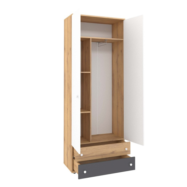 ЛОЙС 92 Шкаф 2дв для одежды и белья Корпус+ Фасад белый ЛОЙС 92 Шкаф 2дв для одежды и белья Корпус+ Фасад белый