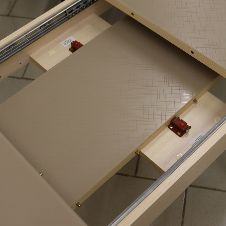 Стол Айсберг-мини СТ,960(1260),ЛДСП Дуб молоч,Стекло Капучино,СОЗВЕЗДИЕ/нога ПРЯМА хром 4 Стол Айсберг-мини СТ,960(1260),ЛДСП Дуб молоч,Стекло Капучино,СОЗВЕЗДИЕ/нога ПРЯМА хром 4