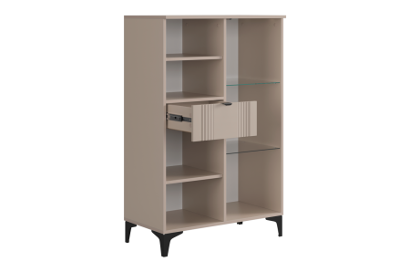 Комод 2 Рич со стеклом кашемир/фрапучино матовый/черный Комод 2 Рич со стеклом кашемир/фрапучино матовый/черный