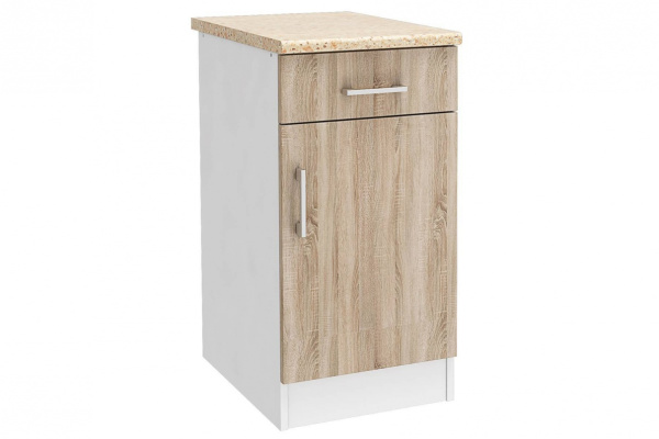 Уют СТЛ.275.03 Шкаф напольный 40 + фасад + столешница Белый/Дуб Сонома Уют СТЛ.275.03 Шкаф напольный 40 + фасад + столешница Белый/Дуб Сонома