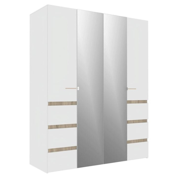 Анона 8 Шкаф д/одежды и белья 4 дв. Белый/Дуб Сонома Анона 8 Шкаф д/одежды и белья 4 дв. Белый/Дуб Сонома