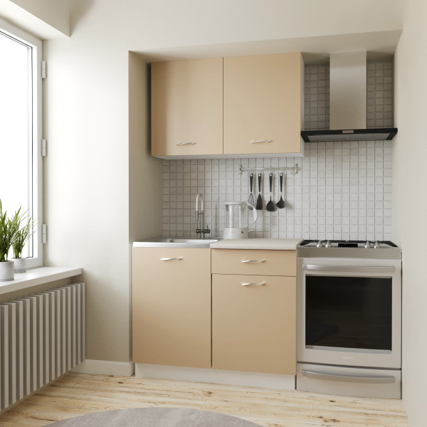 Кухня Комплект №10 ДАША Белый/Мокко(Берил бежевый / без мойки ) 1,0 м  Кухня Комплект №10 ДАША Белый/Мокко(Берил бежевый / без мойки ) 1,0 м