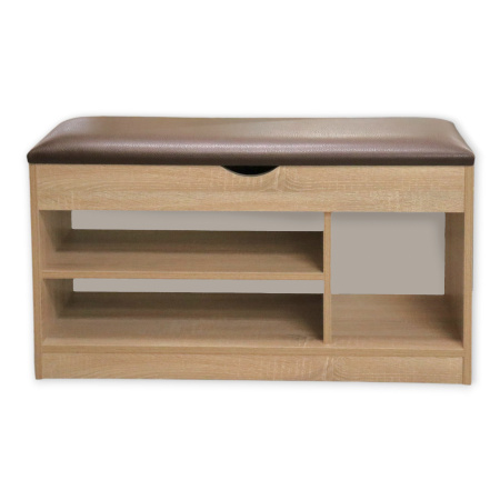 Тумба для обуви БН-196-04 (900*310*510) дуб сонома/кожзам 305-02 корич