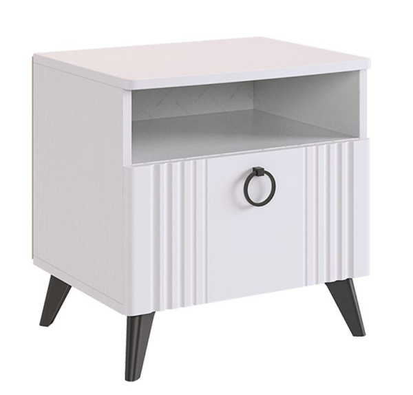 Ева Тумба прикроватная/Белое дерево/Белый матовый