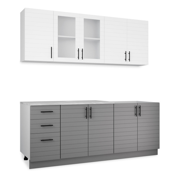 Кухня Комплект №9 Серый камень/ТАЧ БЕЛЫЙ/ТАЧ ГРАФИТ (столеш Этория без мойки) Кухня Комплект №9 Серый камень/ТАЧ БЕЛЫЙ/ТАЧ ГРАФИТ (столеш Этория без мойки)