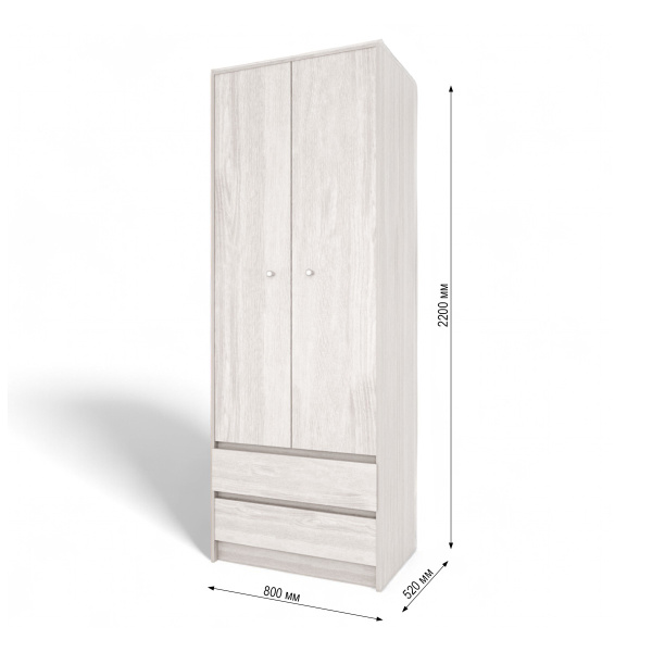 ВЕНСЕН Шкаф 2-х дв, 2 ящика /Сосна Лофт ВЕНСЕН Шкаф 2-х дв, 2 ящика /Сосна Лофт