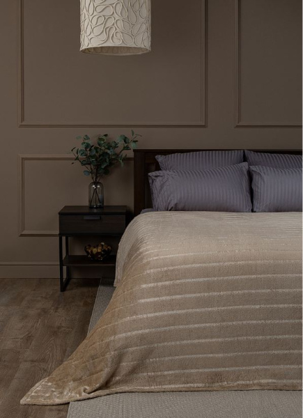 Плед Texrepublic фланель однотонный страйп 1,5 сп 30683