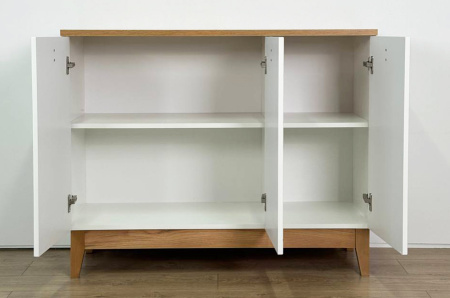 Комод 3 Хюгге белое дерево/дуб крафт золотой/белый матовый Комод 3 Хюгге белое дерево/дуб крафт золотой/белый матовый