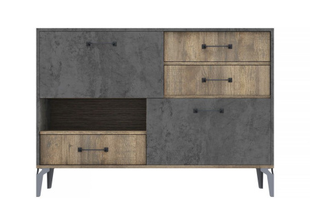 Комод с 3 ящиками Статус дуб самдал/цемент темный Комод с 3 ящиками Статус дуб самдал/цемент темный