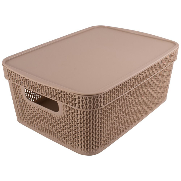 Корзина прямоугольная Ajur 11л с крышкой кофейный Корзина прямоугольная Ajur 11л с крышкой кофейный