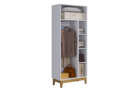 Шкаф двухдверный Хюгге белое дерево/дуб крафт золотой/белый матовый Шкаф двухдверный Хюгге белое дерево/дуб крафт золотой/белый матовый