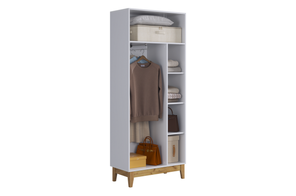 Шкаф двухдверный Хюгге белое дерево/дуб крафт золотой/белый матовый Шкаф двухдверный Хюгге белое дерево/дуб крафт золотой/белый матовый