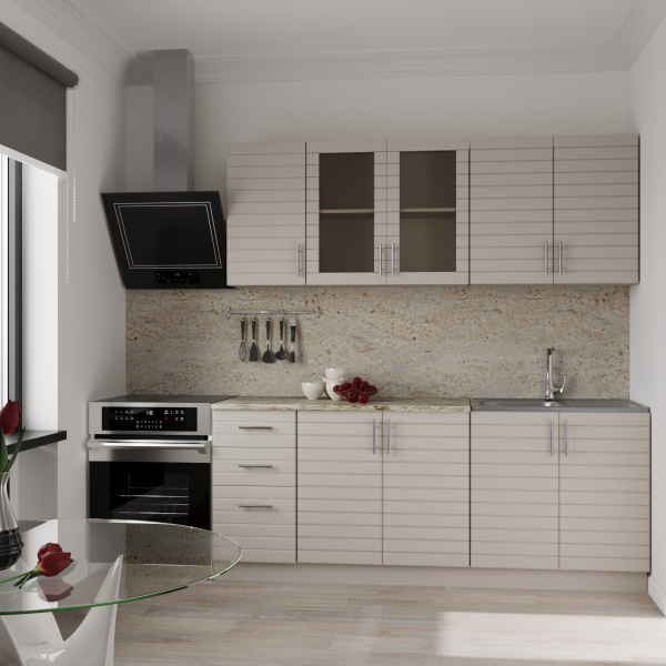 Кухня Комплект №9 Кашемир/Кашемир (столеш Версаль без мойки) 2,0м  Кухня Комплект №9 Кашемир/Кашемир (столеш Версаль без мойки) 2,0м