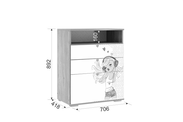 Комод Алина Дуб Мария/ Белый Комод Алина Дуб Мария/ Белый